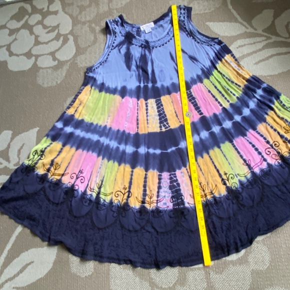 JUST CRUISING Hippie Dress 100% Rayon Tie Dye Hippie Dress Made In India - Picture 4 of 9